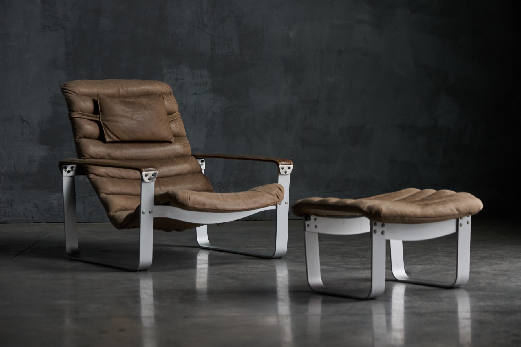Pulkka Lounge Chair with Ottoman by Ilmari Lappalainen for Asko - 1960s
