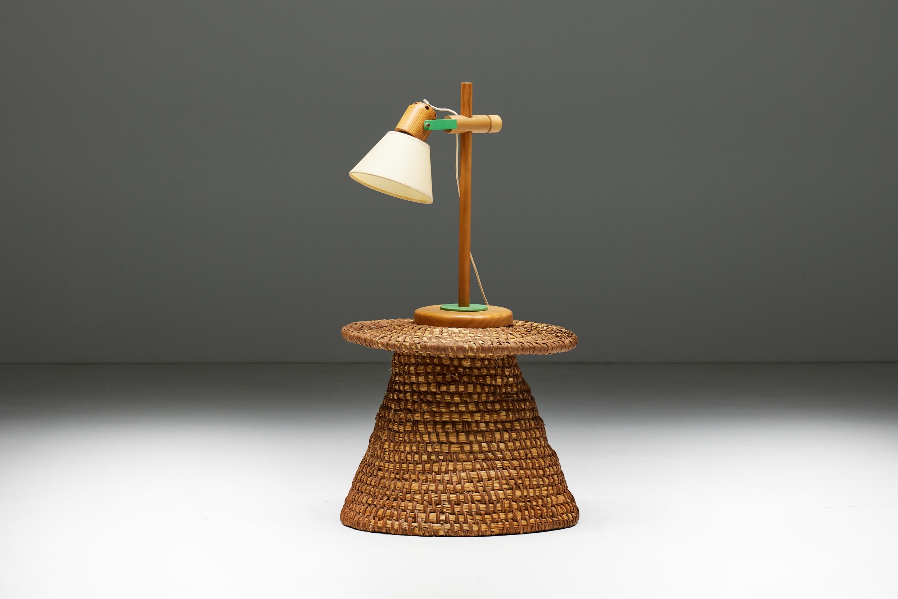 Folk Art Sidetable in Rye Straw - Early 20th Century