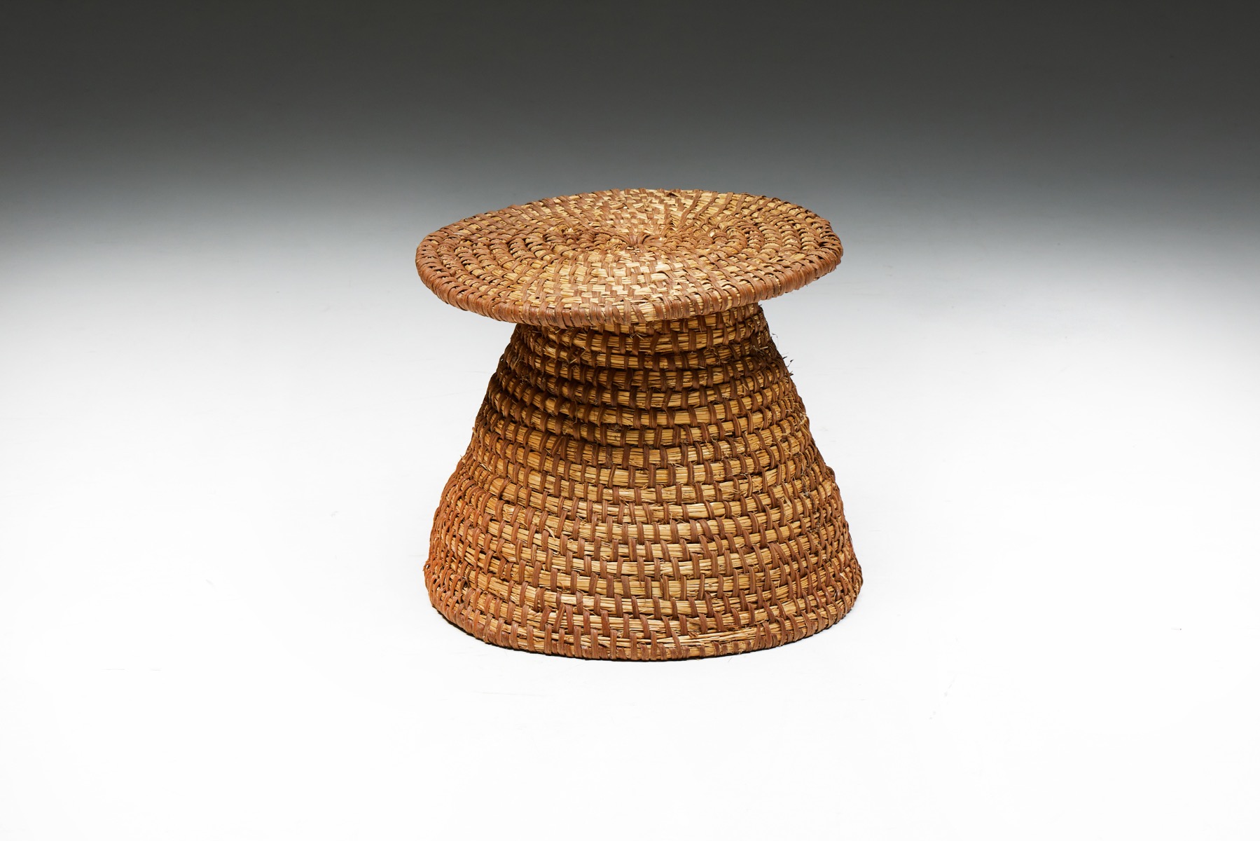 Folk Art Sidetable in Rye Straw - Early 20th Century