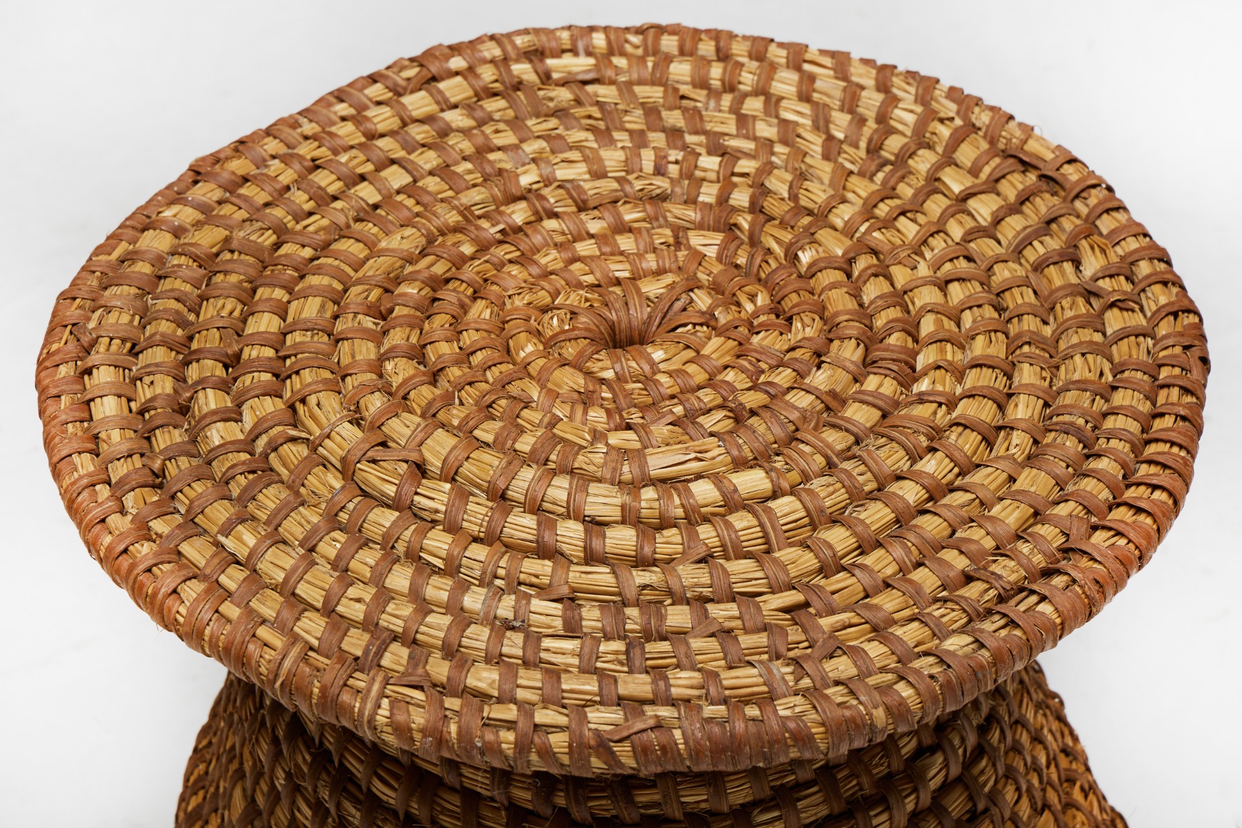 Folk Art Sidetable in Rye Straw - Early 20th Century