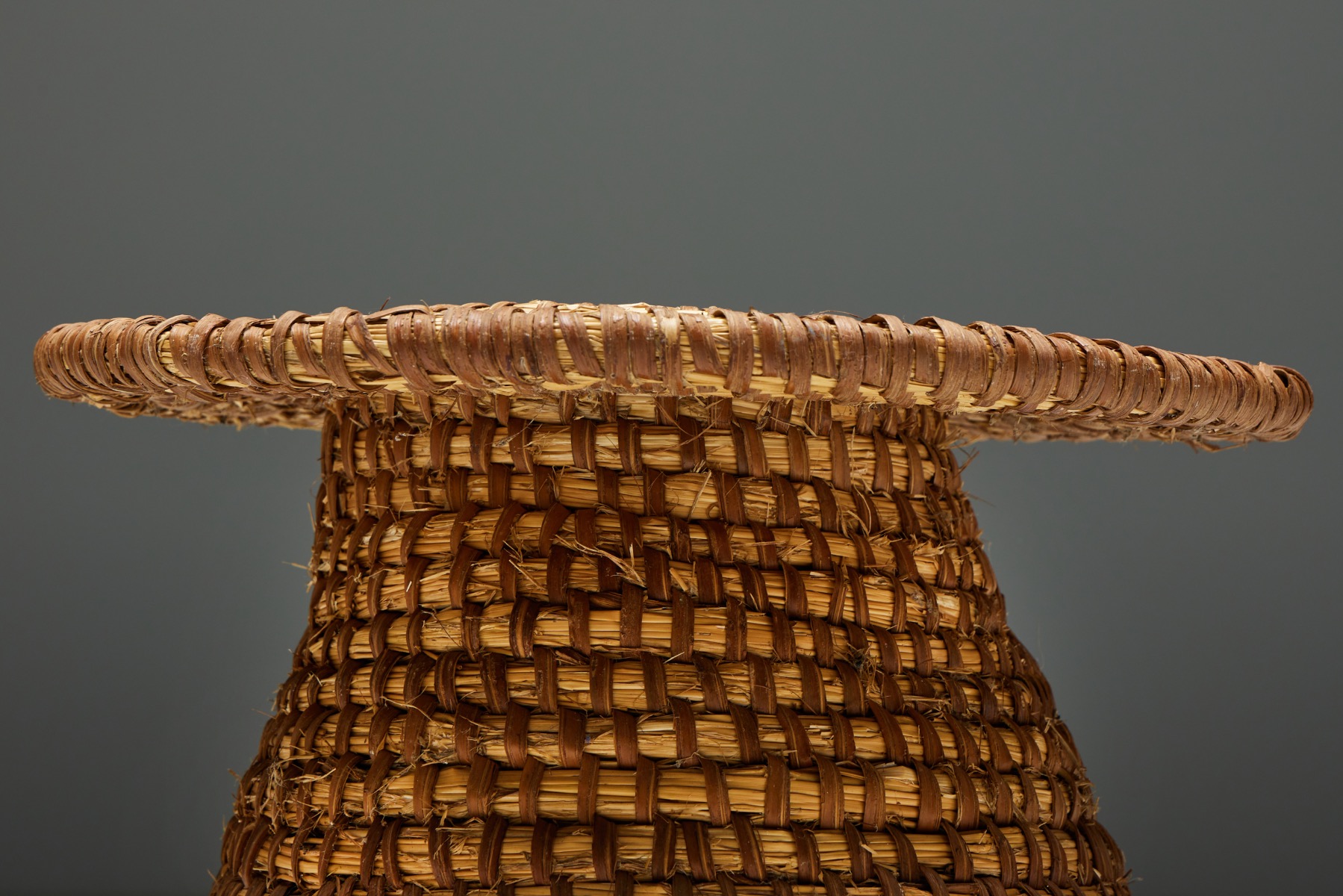 Folk Art Sidetable in Rye Straw - Early 20th Century