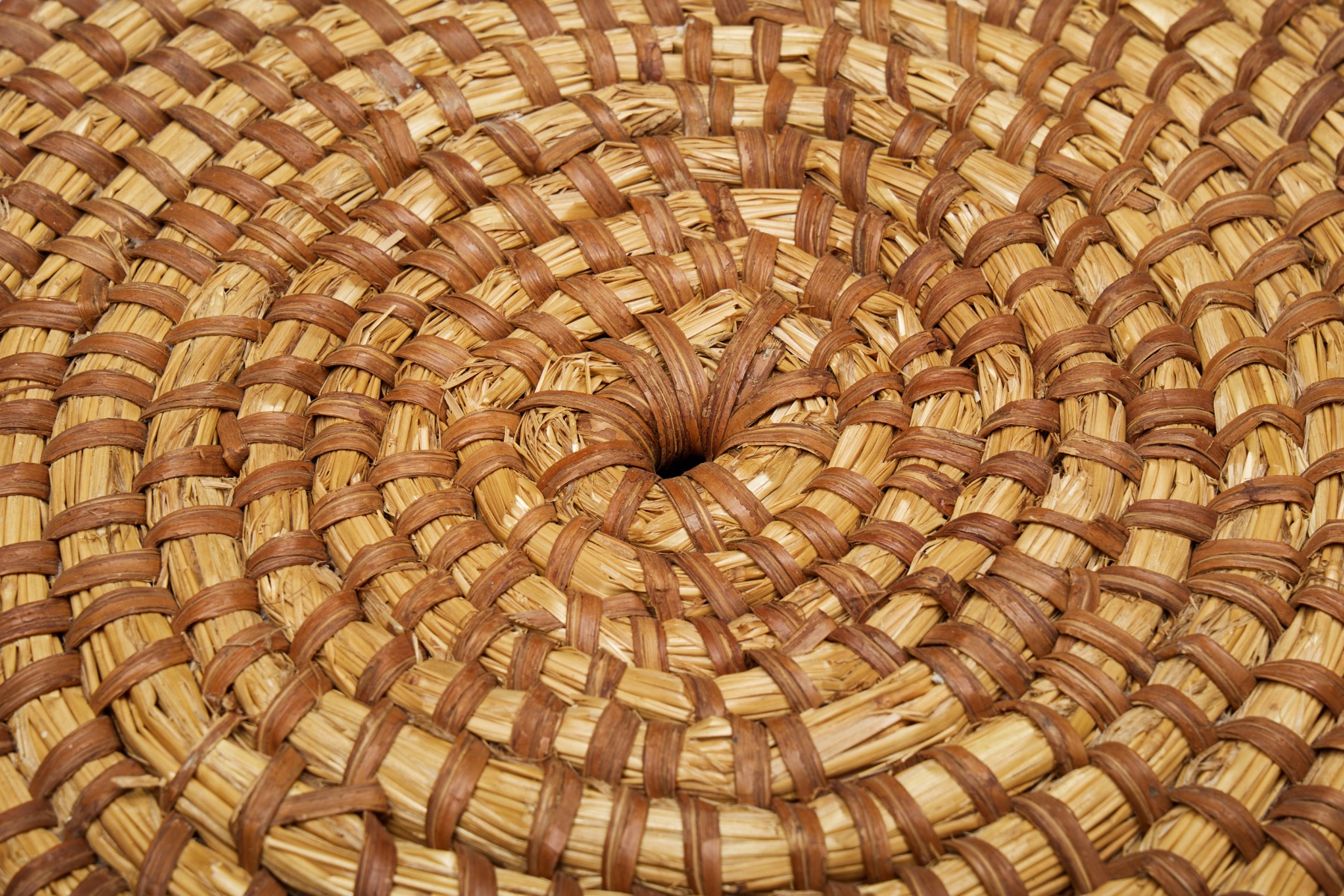 Folk Art Sidetable in Rye Straw - Early 20th Century