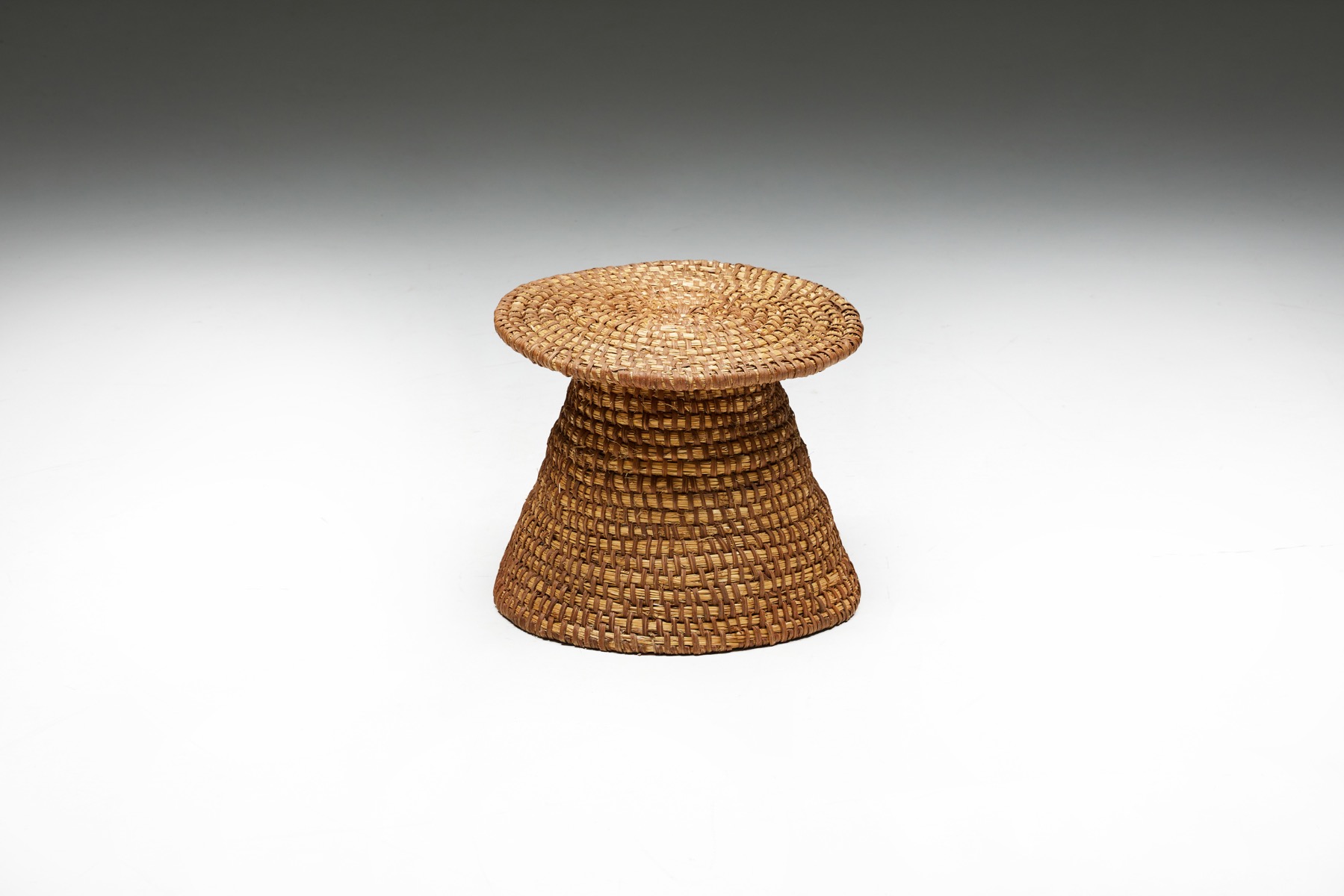 Folk Art Sidetable in Rye Straw - Early 20th Century