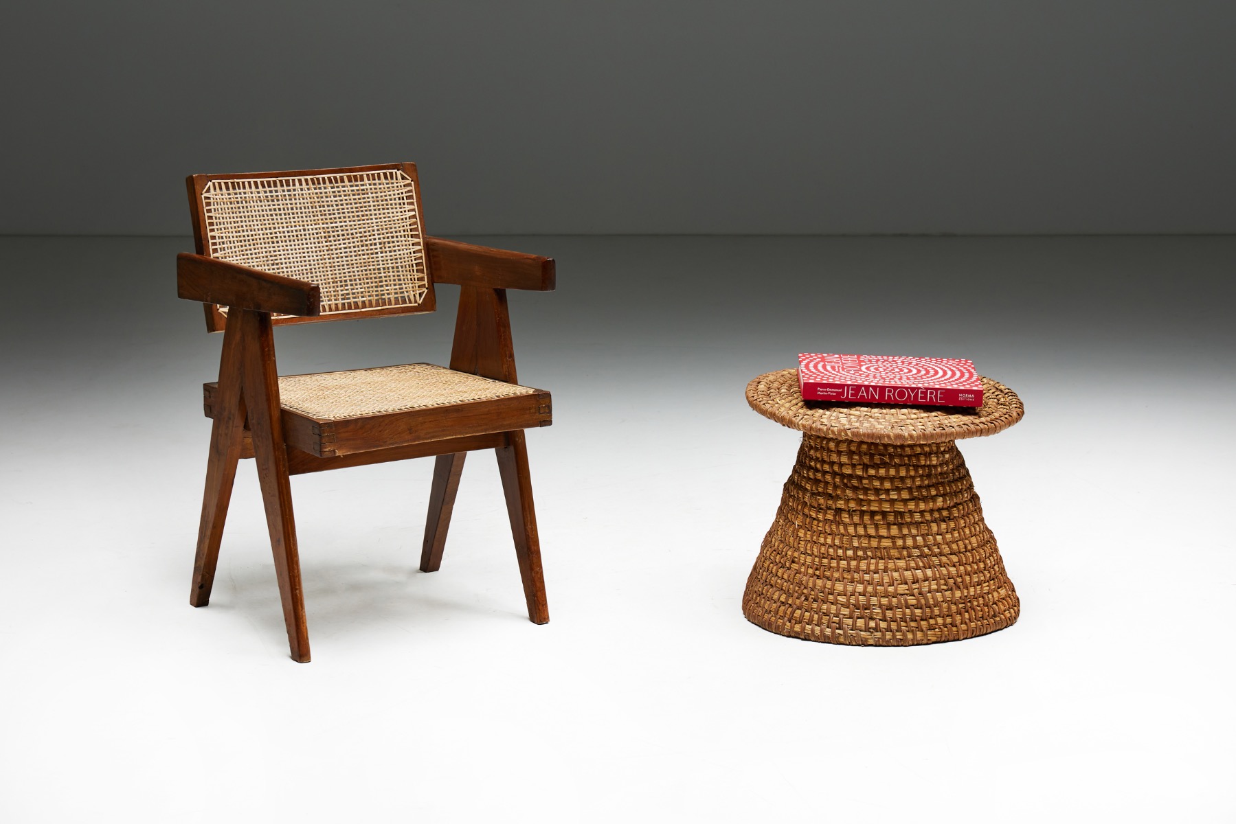 Folk Art Sidetable in Rye Straw - Early 20th Century