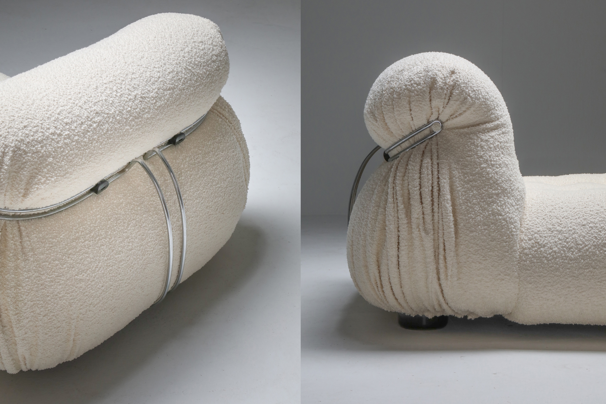 Soriana Lounge chair & Ottoman in Bouclé by Afra & Tobia Scarpa - 1969