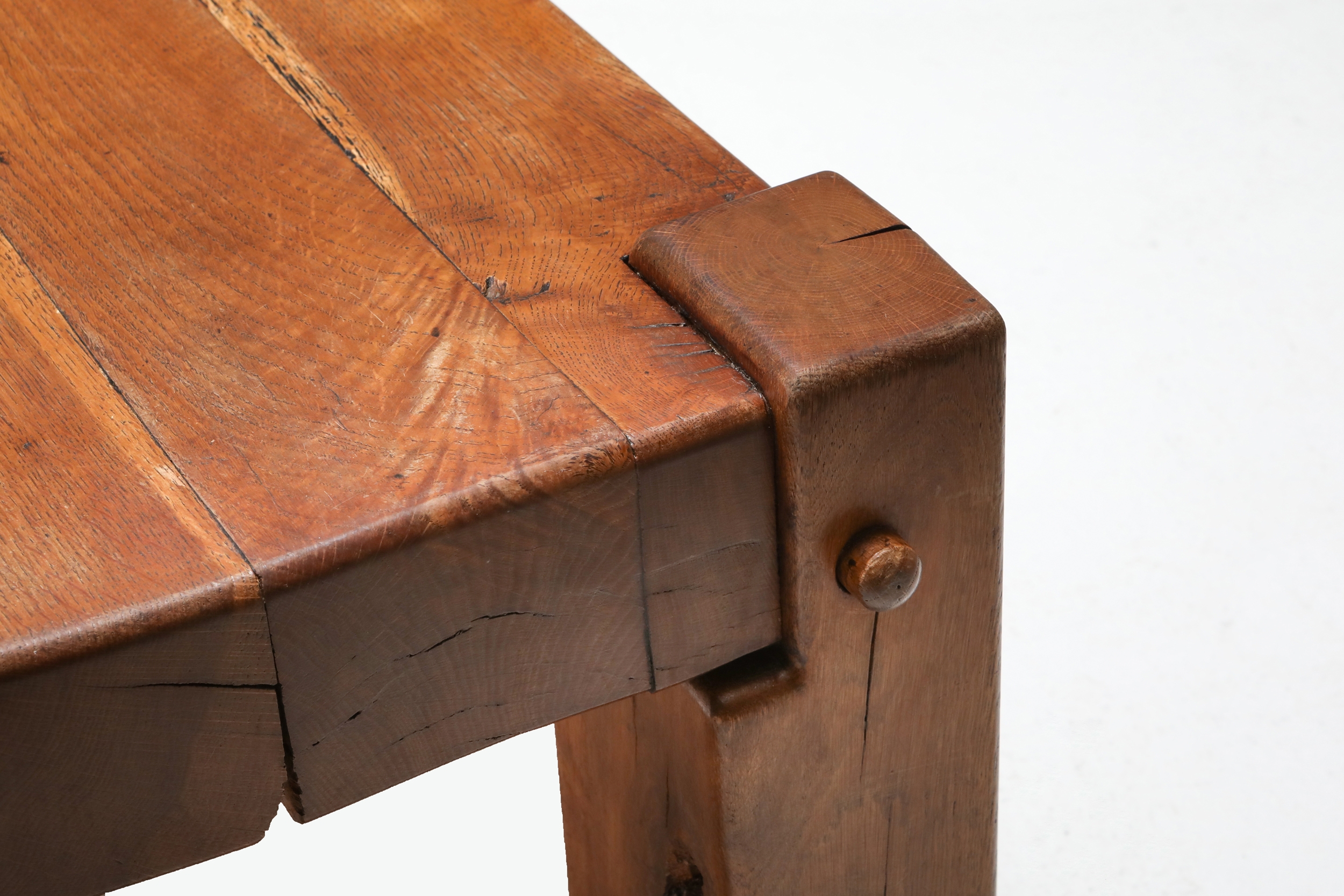 Rustic Modern Coffee Table in Solid Oak - 1960's
