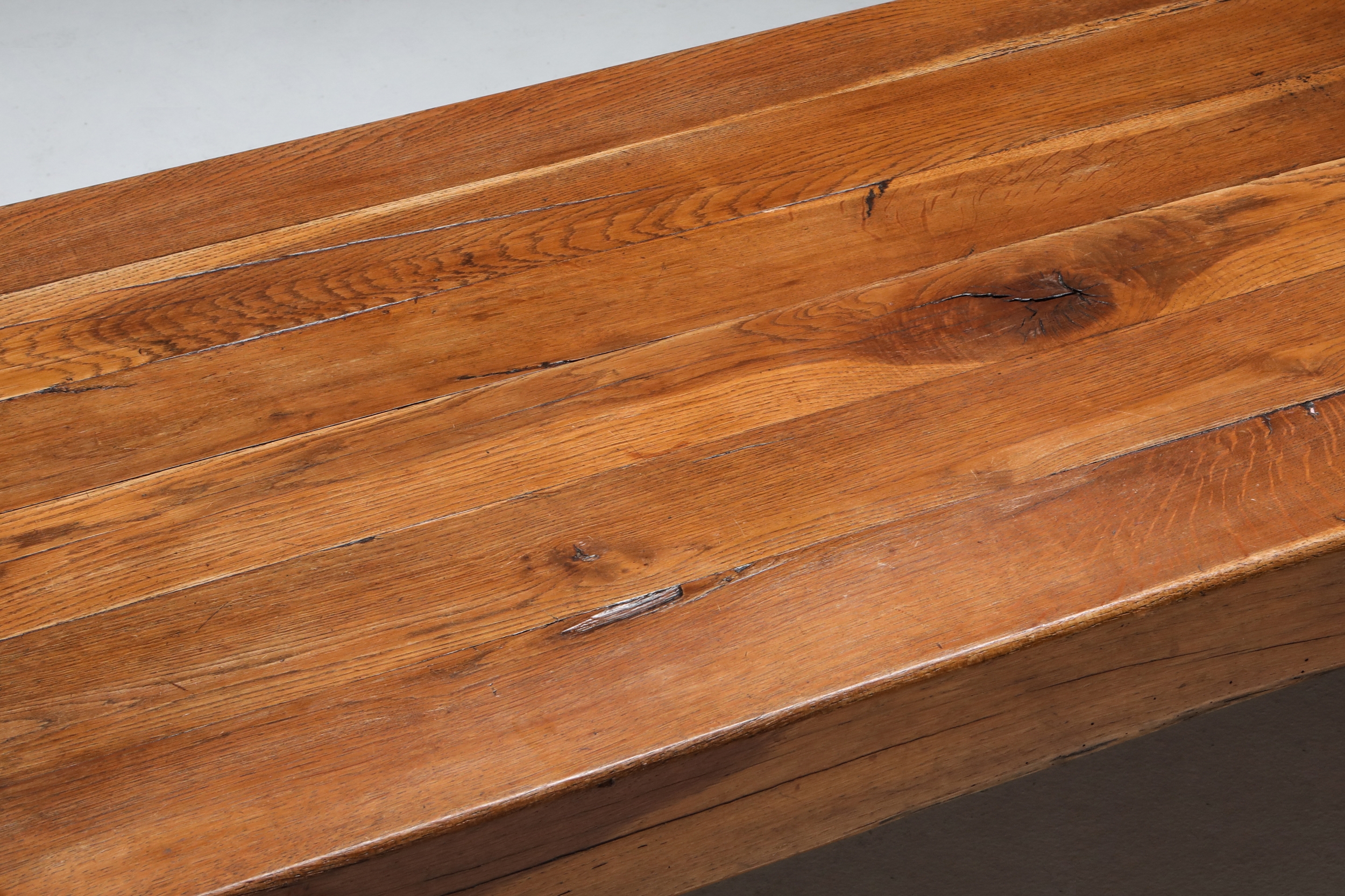 Rustic Modern Coffee Table in Solid Oak - 1960's