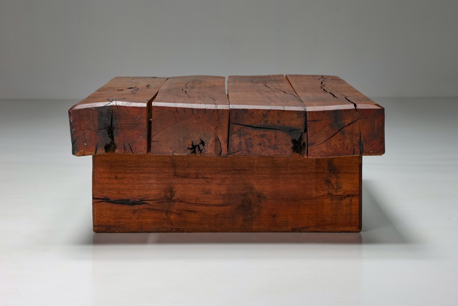Rectangular Rustic Wood Coffee Table - 1940's