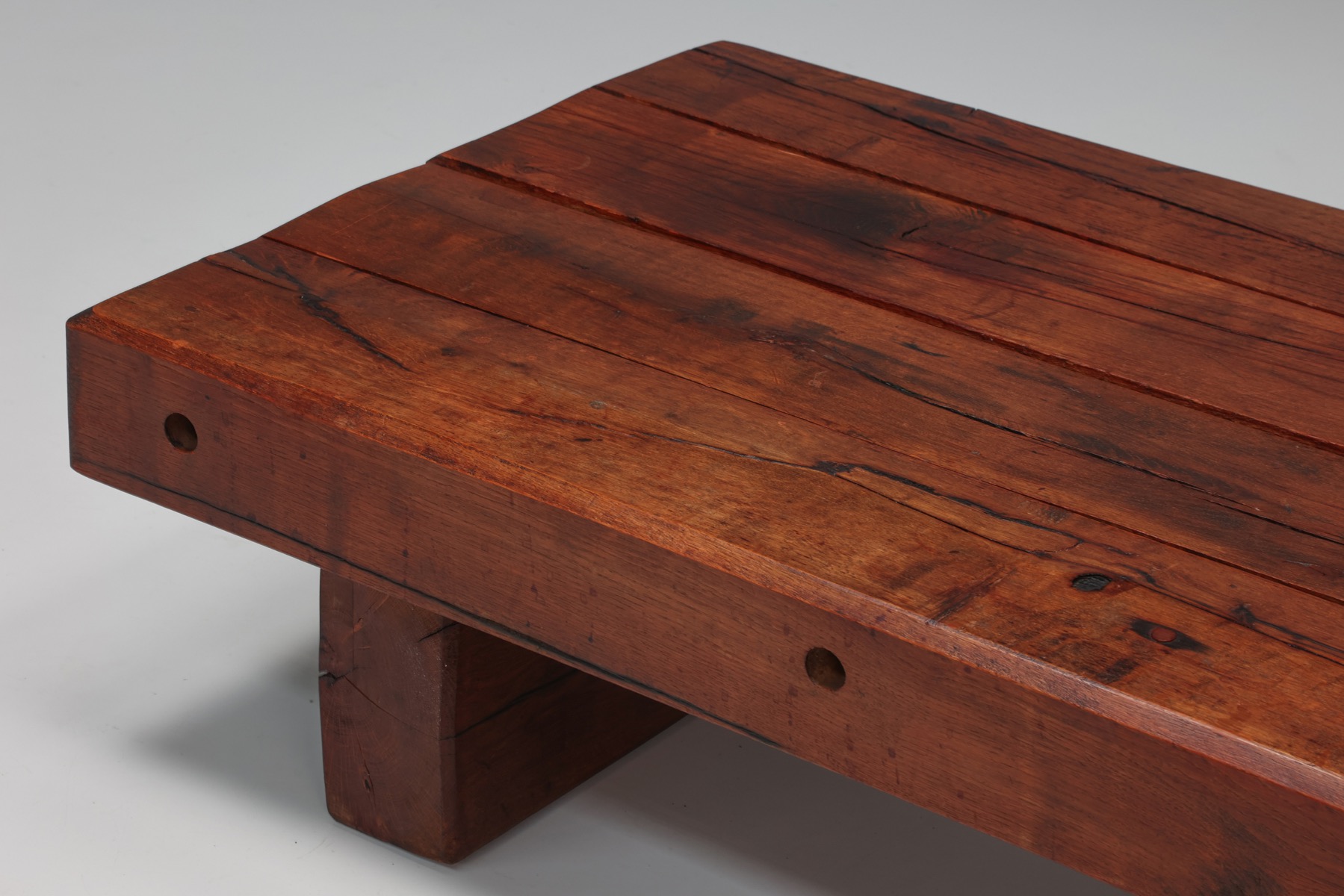 Rectangular Rustic Wood Coffee Table - 1940's