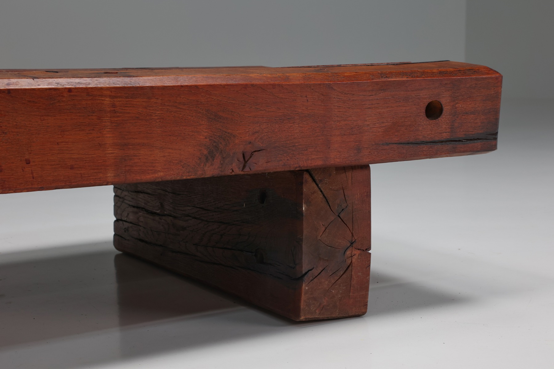 Rectangular Rustic Wood Coffee Table - 1940's