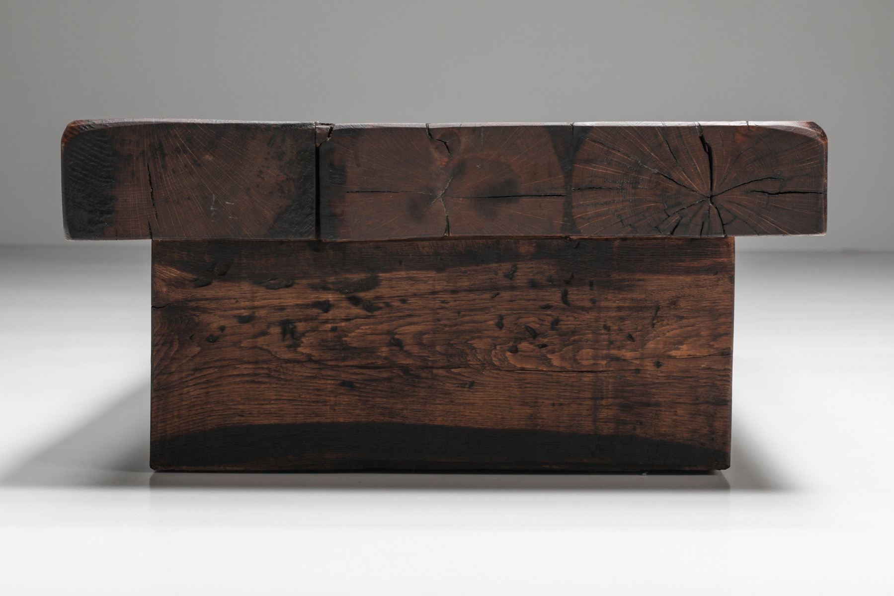 Rustic Solid Wood Coffee Table - 1950's