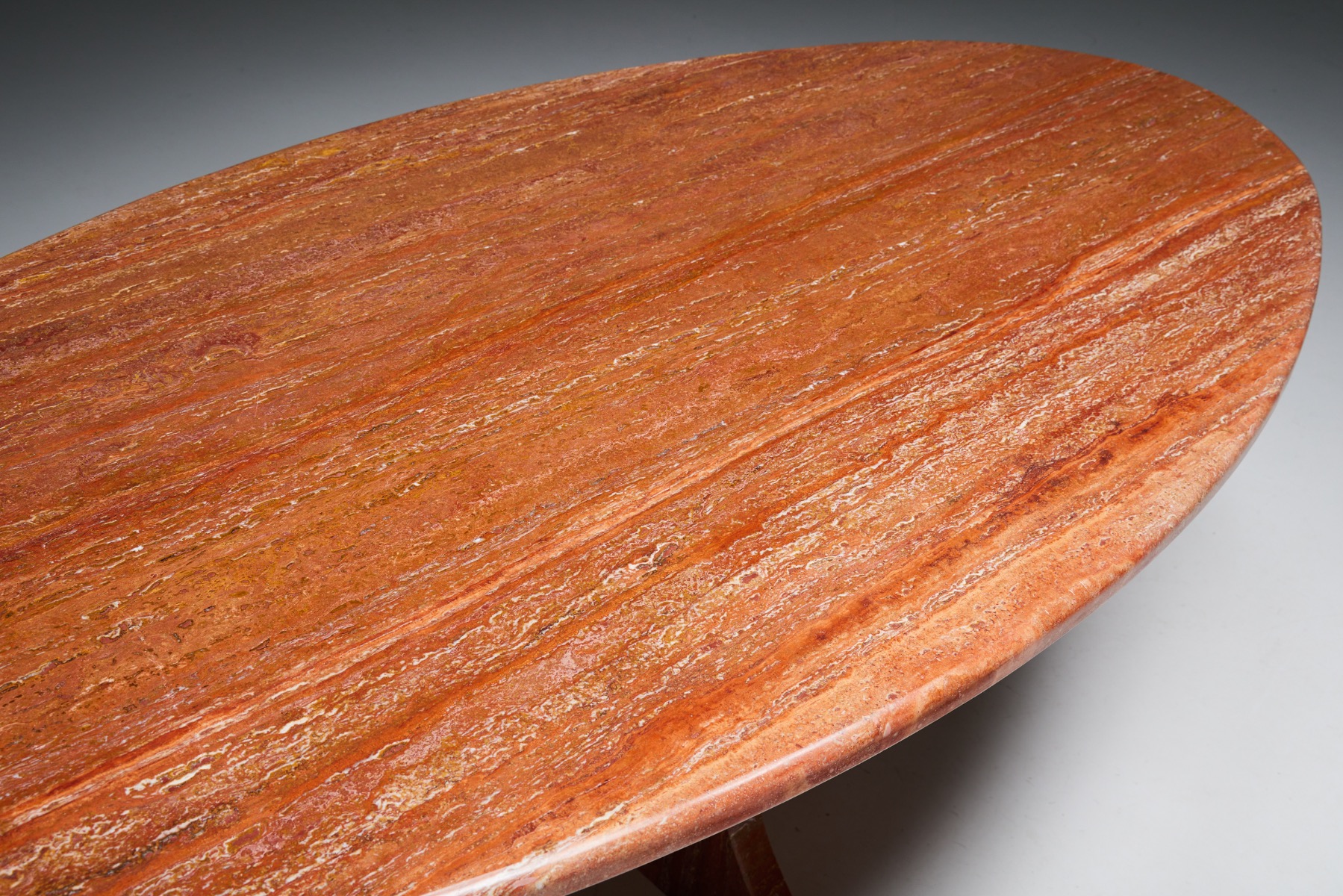 Red Travertine Dining Table - 1970s