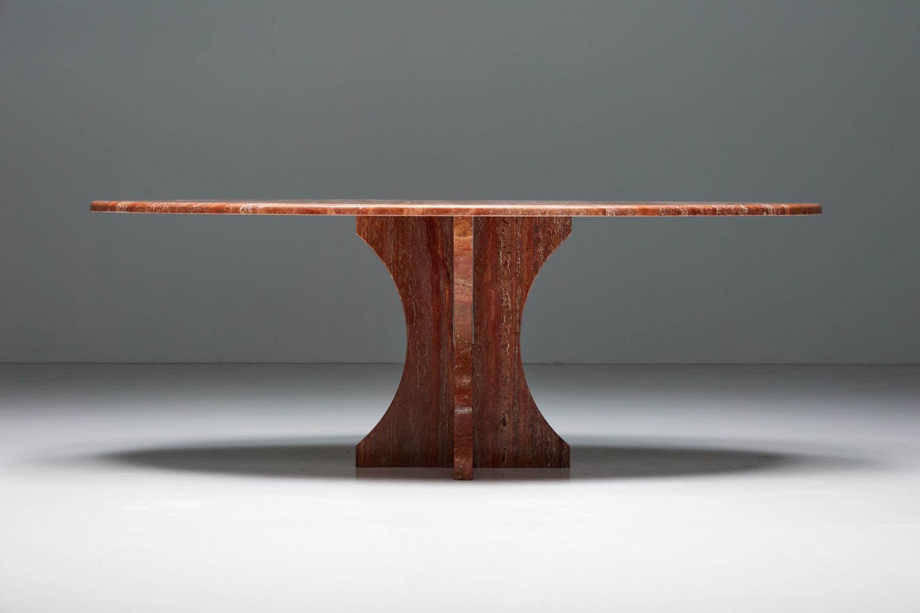 Denner Table Red Travertine Dining Table - 1970s