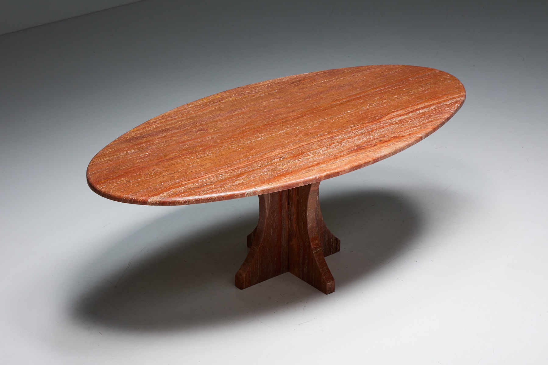 Red Travertine Dining Table - 1970s
