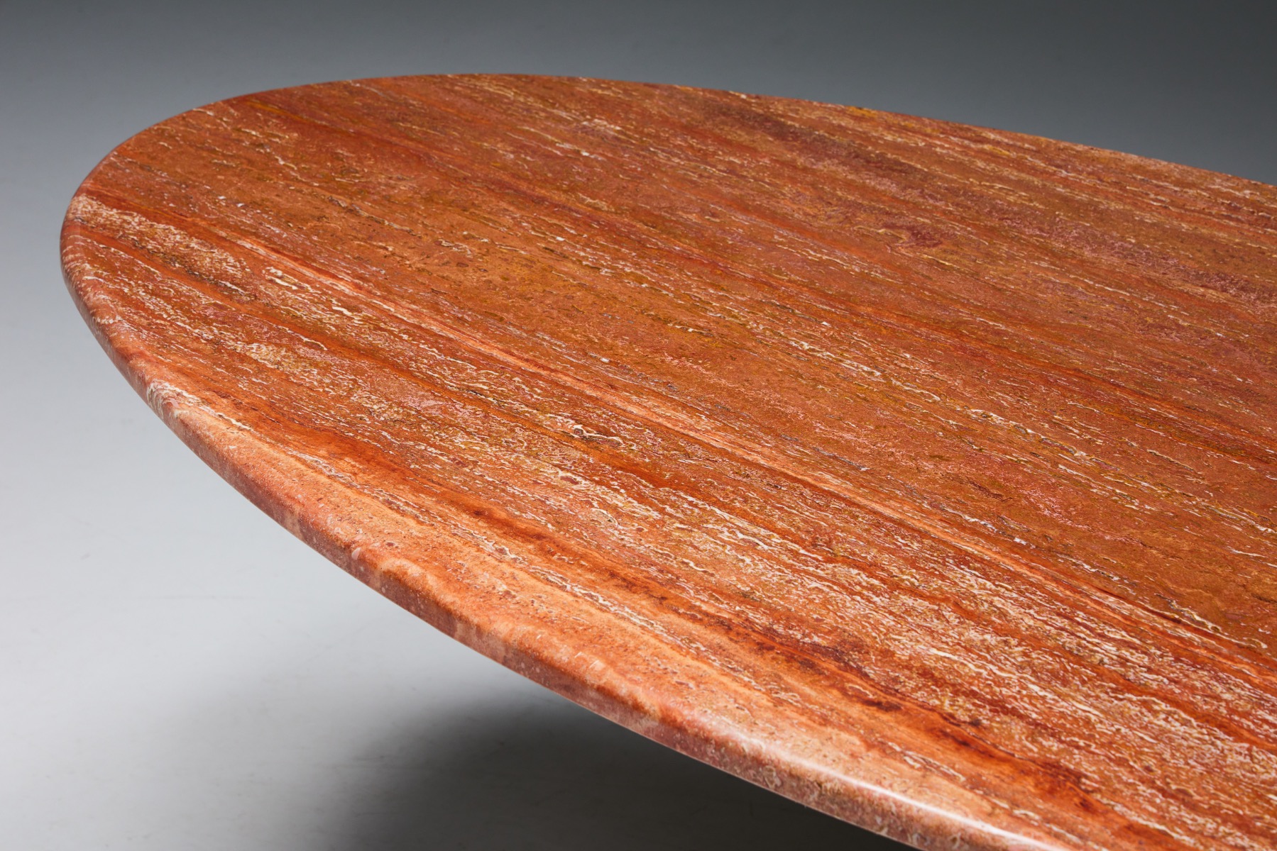 Red Travertine Dining Table - 1970s