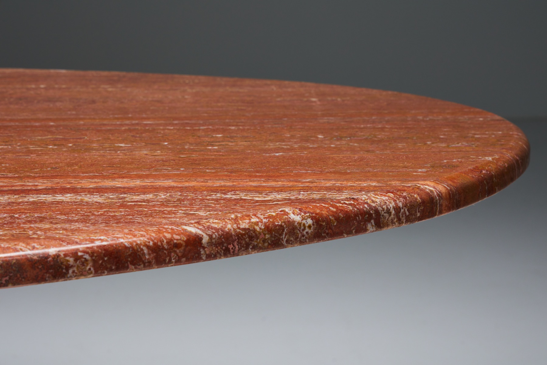Red Travertine Dining Table - 1970s