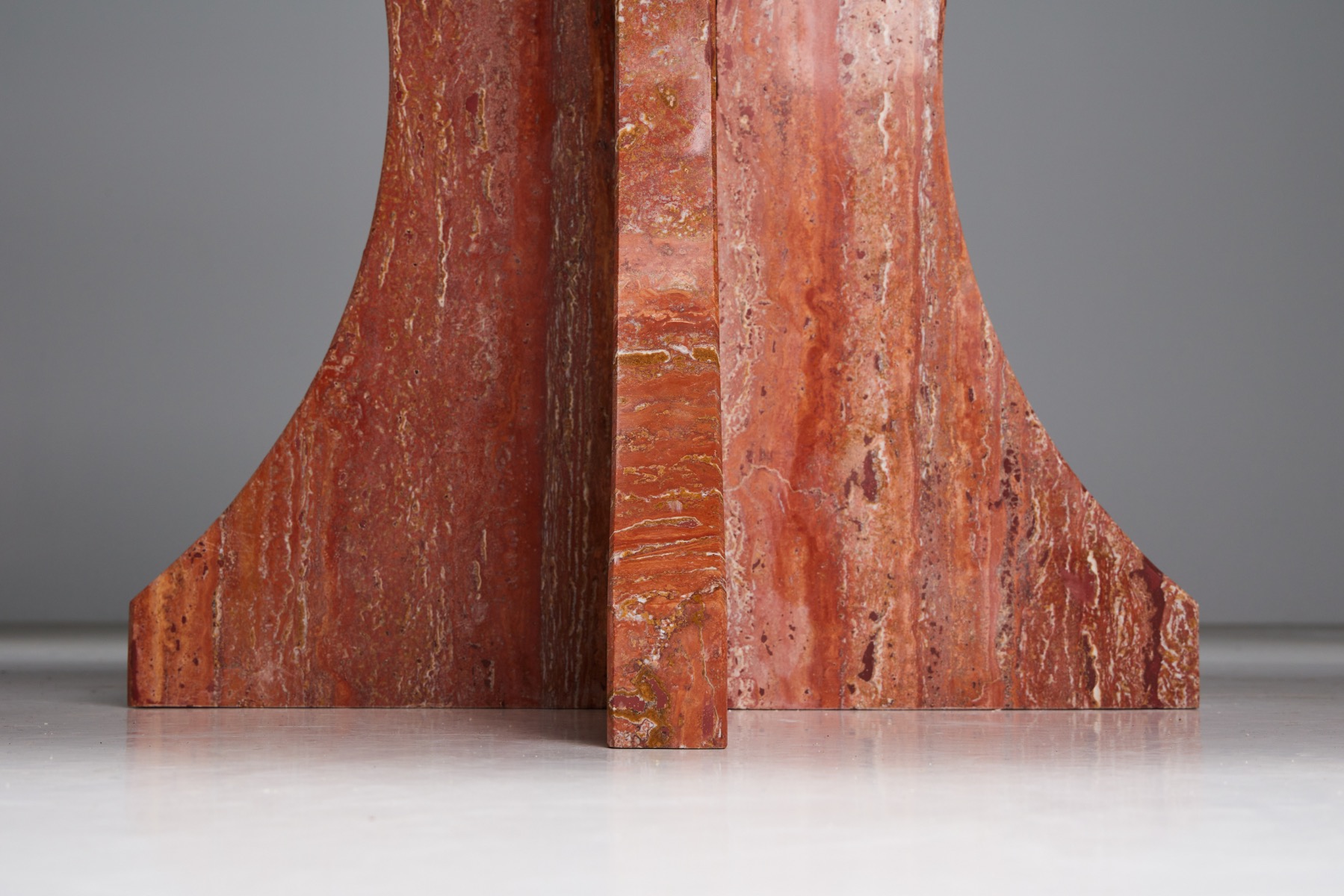 Red Travertine Dining Table - 1970s