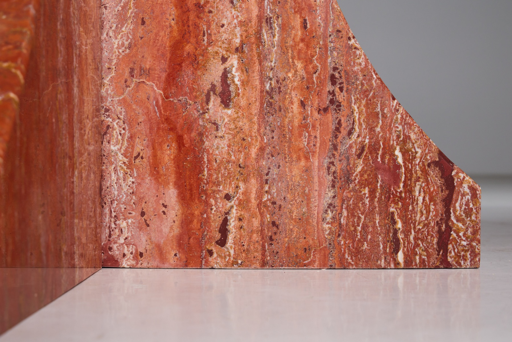 Red Travertine Dining Table - 1970s