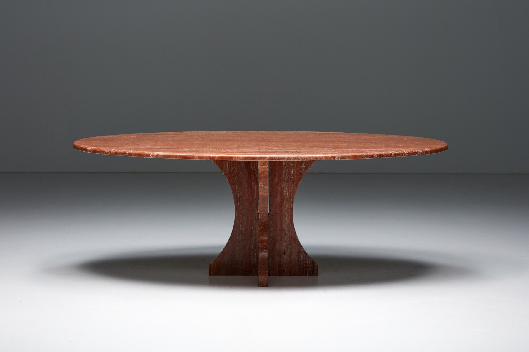 Denner Table Red Travertine Dining Table - 1970s