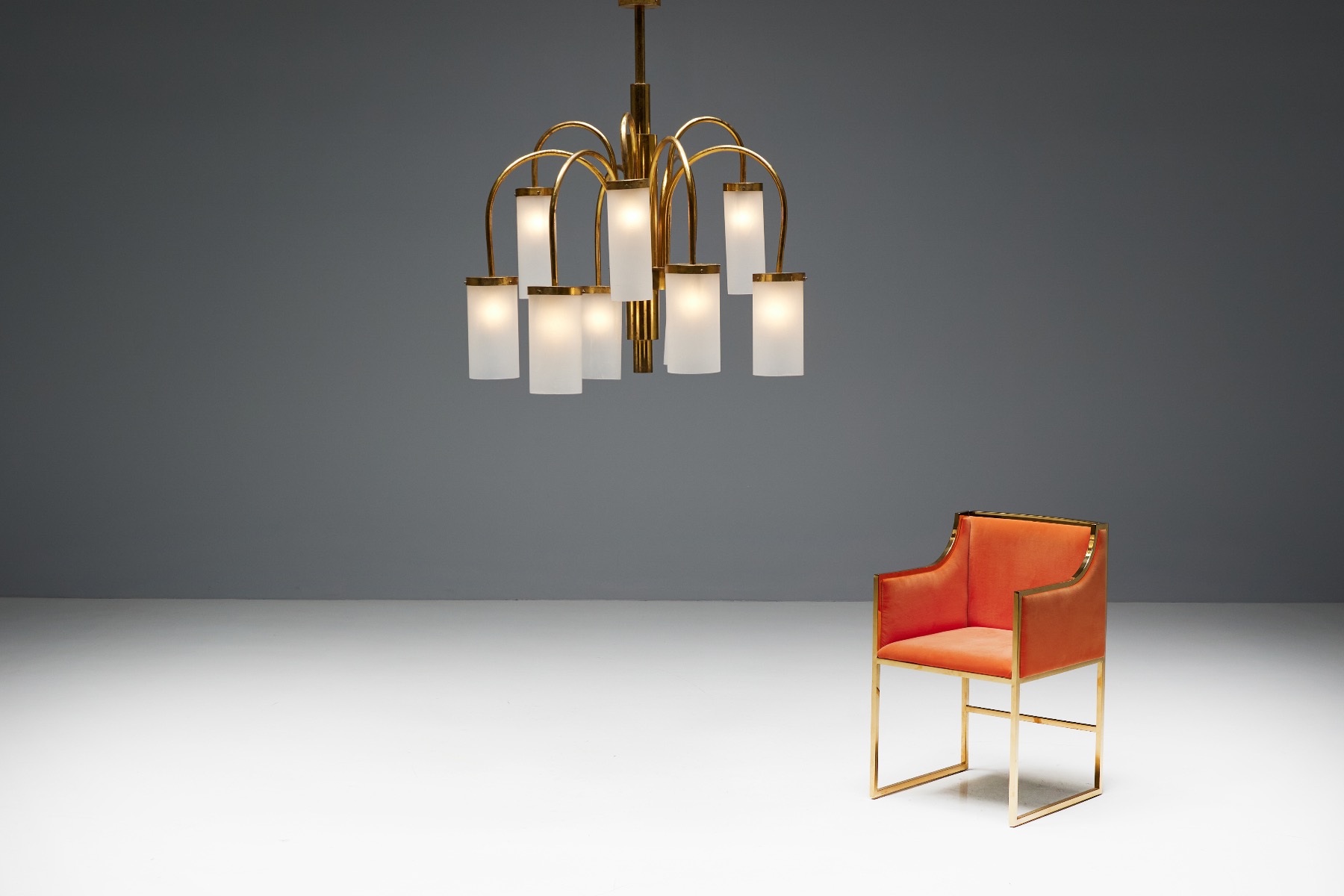 Regency Brass Chandelier - 1970s