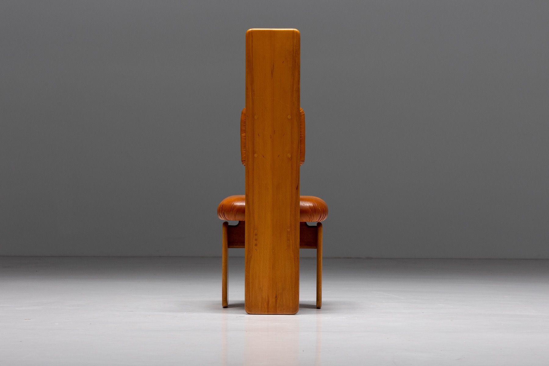 Beech and Leather Dining Chairs by Mario Marenco - 1970's