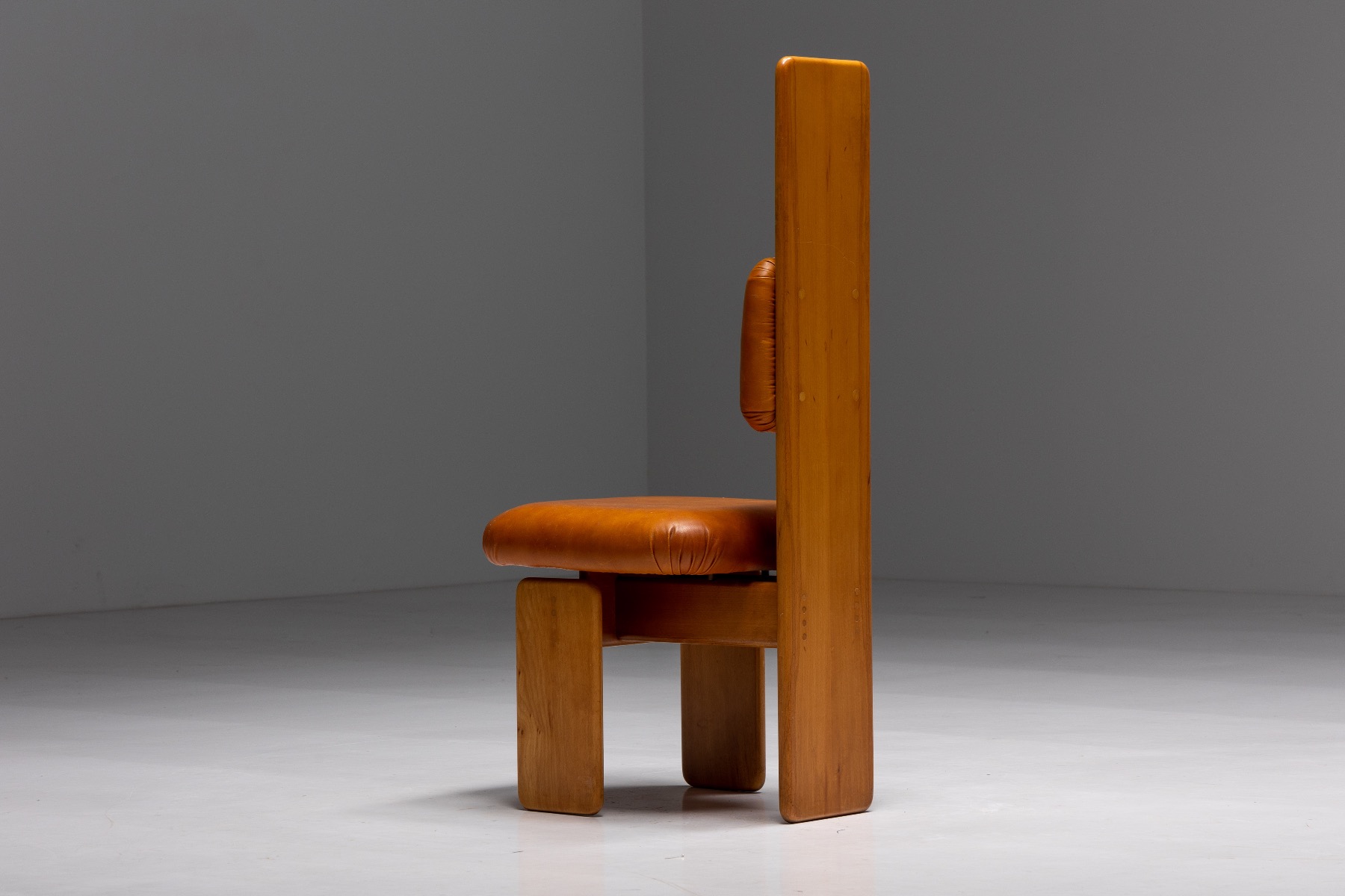 Beech and Leather Dining Chairs by Mario Marenco - 1970's