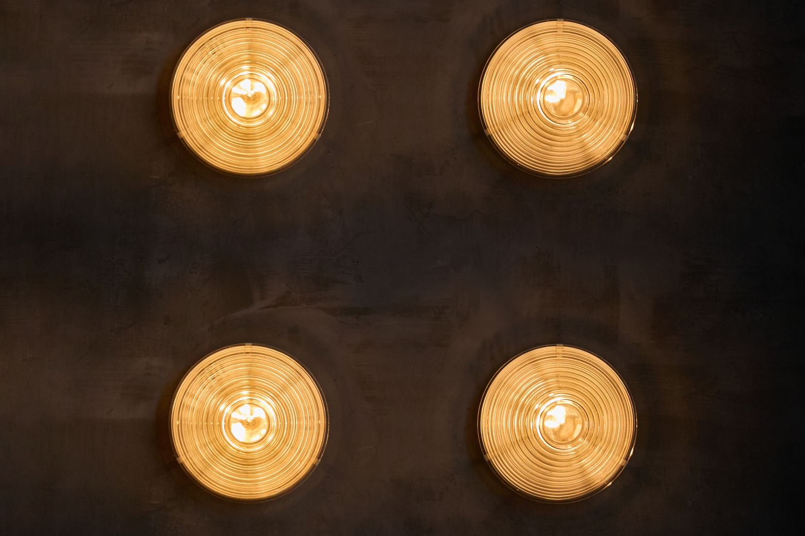 Ribbed Glass Wall Lights in the Manner of Mario Bellini, Italy - 1960s