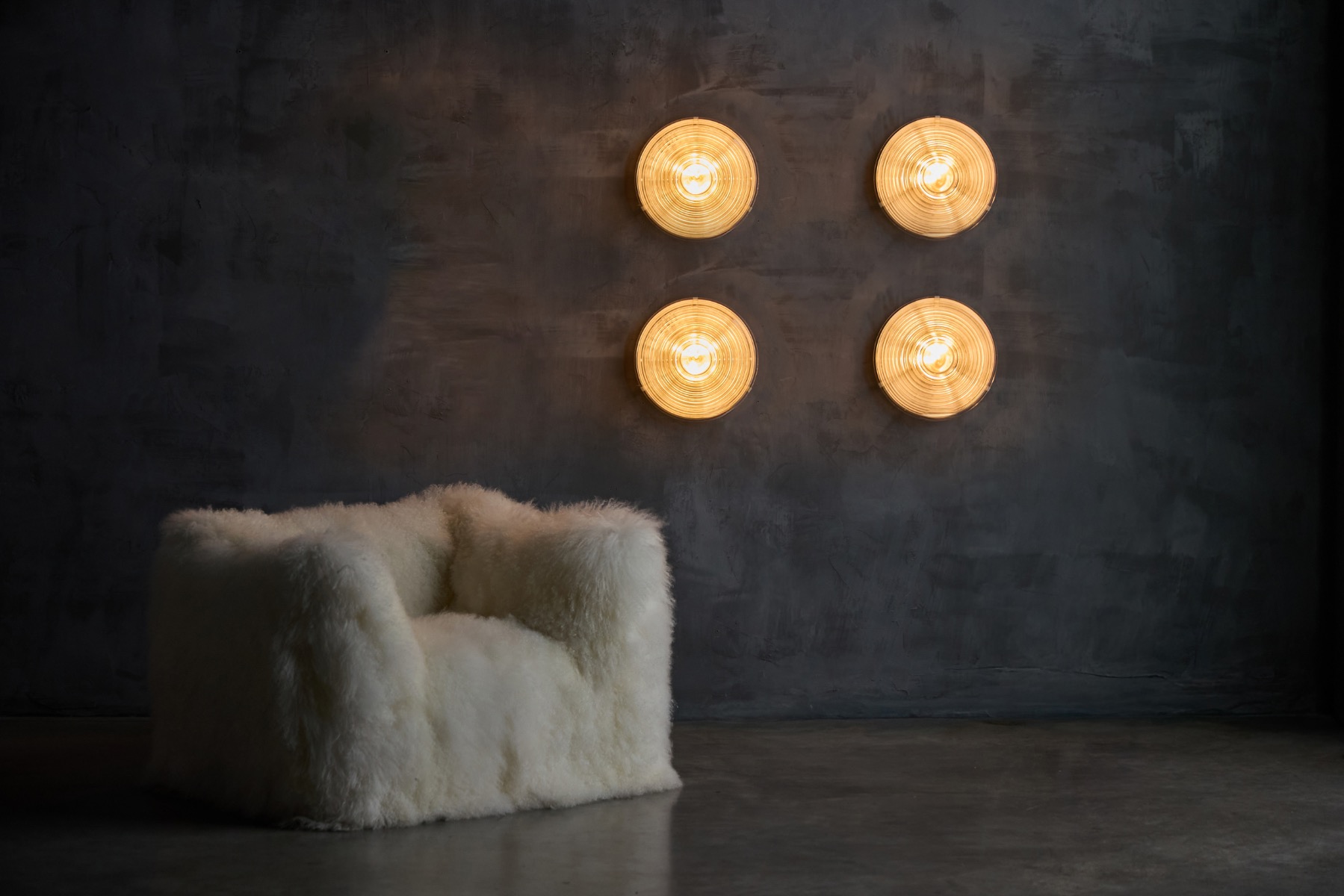 Ribbed Glass Wall Lights in the Manner of Mario Bellini, Italy - 1960s