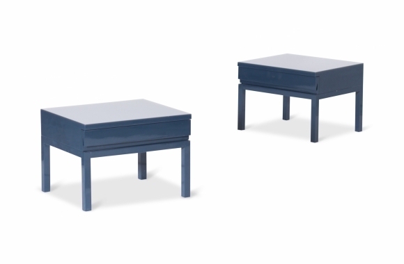 Rare Blue Lacquered Bed Side Tables, Emiel Veranneman - 1980s