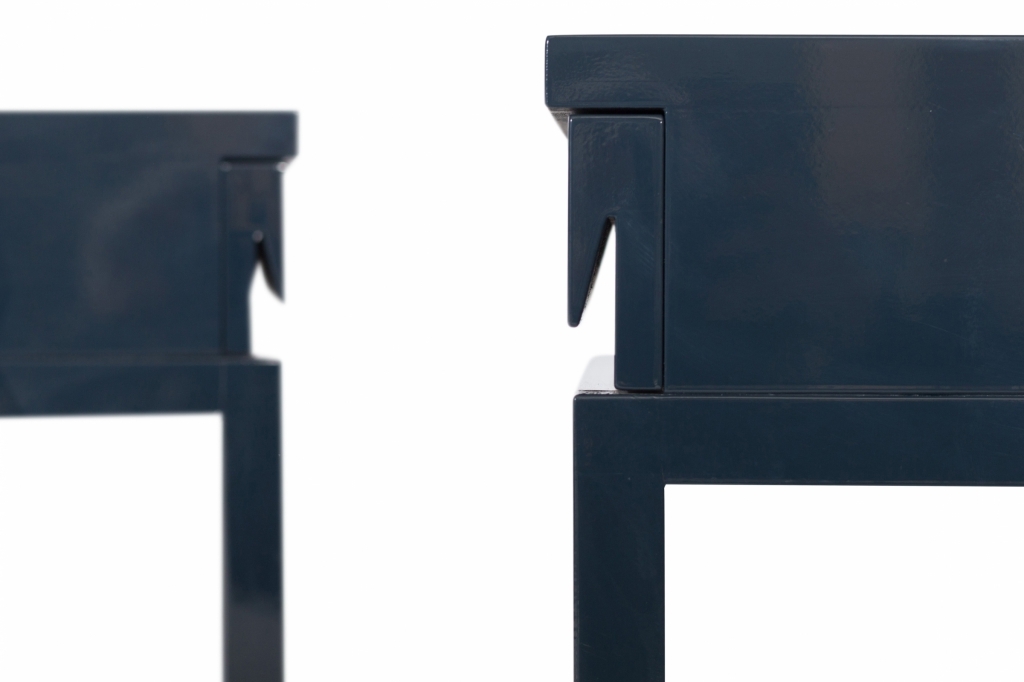 Rare Blue Lacquered Bed Side Tables, Emiel Veranneman - 1980s