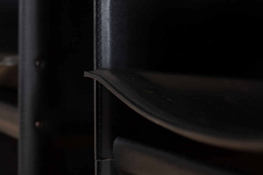 Black Leather Dining Chairs, Tito Agnoli - 1970s