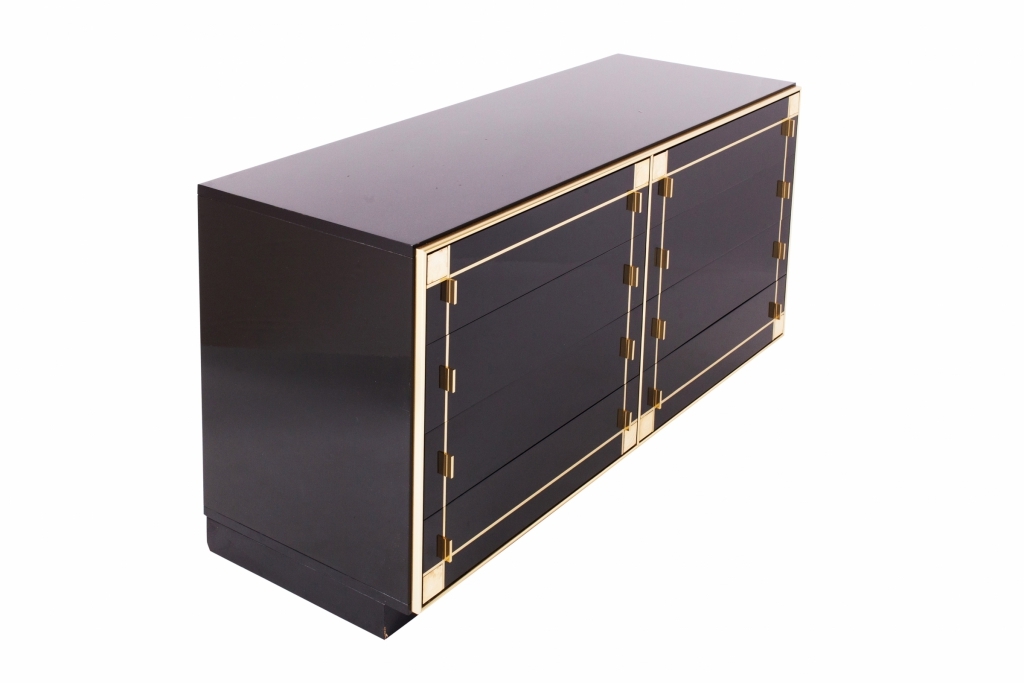 Black Lacquer And Brass Drawer Cabinet, Pierre Cardin - 1980s 