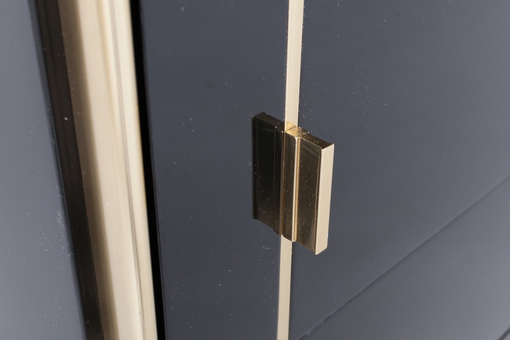 Black Lacquer And Brass Drawer Cabinet, Pierre Cardin - 1980s 
