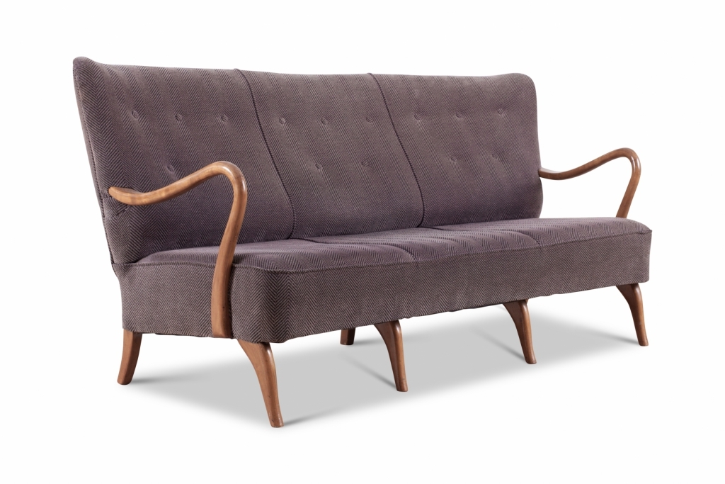 Scandinavian Fifties Organic Shaped Wingback Sofa - 1950s