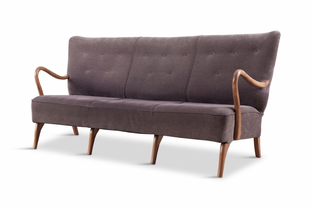 Scandinavian Fifties Organic Shaped Wingback Sofa - 1950s