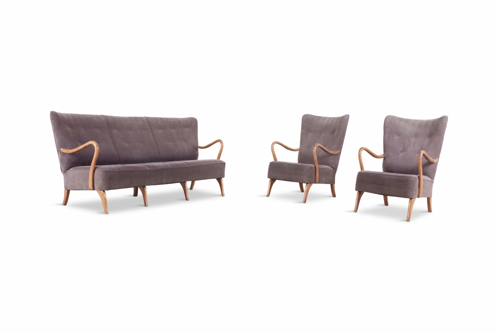 Scandinavian Fifties Organic Shaped Wingback Sofa - 1950s