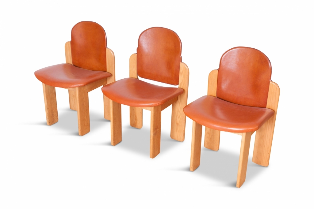 Leather Dining Chairs, Silvio Coppola - 1970s