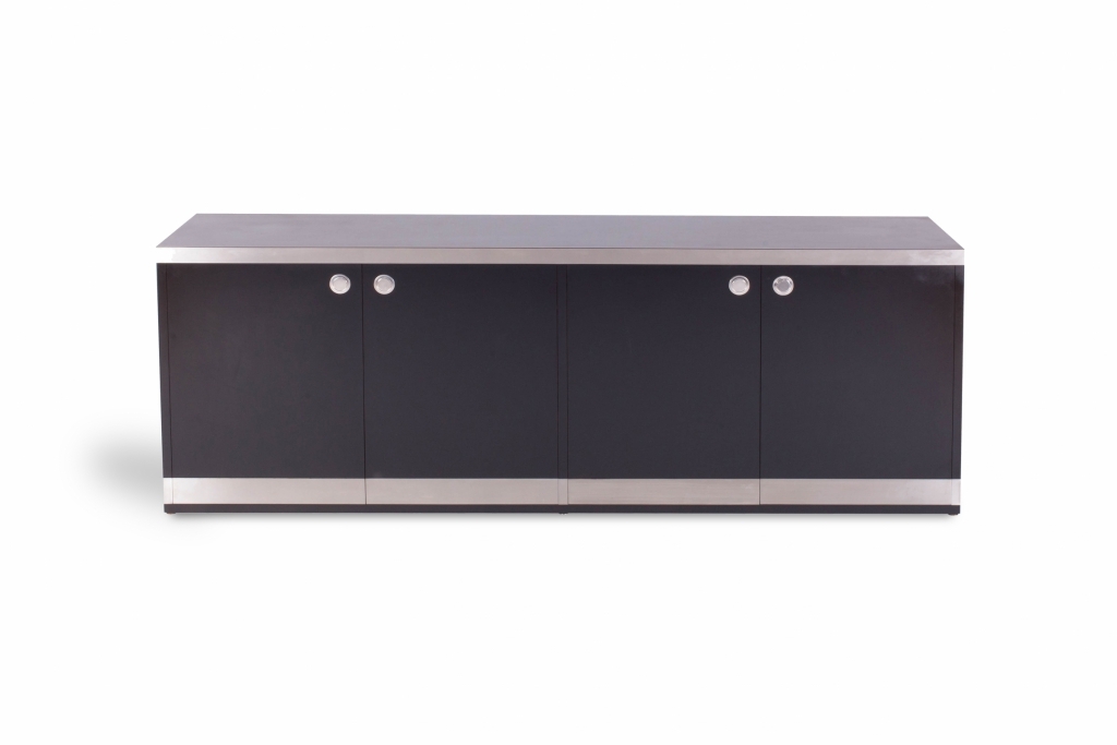 Black And Chrome Credenza, Willy Rizzo - 1970s