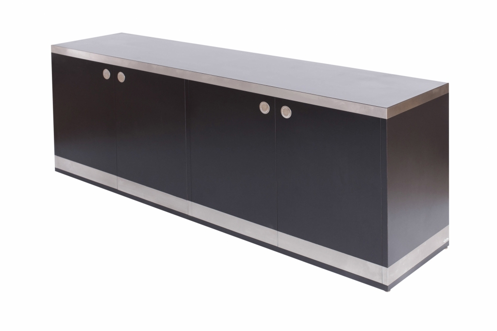 Black And Chrome Credenza, Willy Rizzo - 1970s