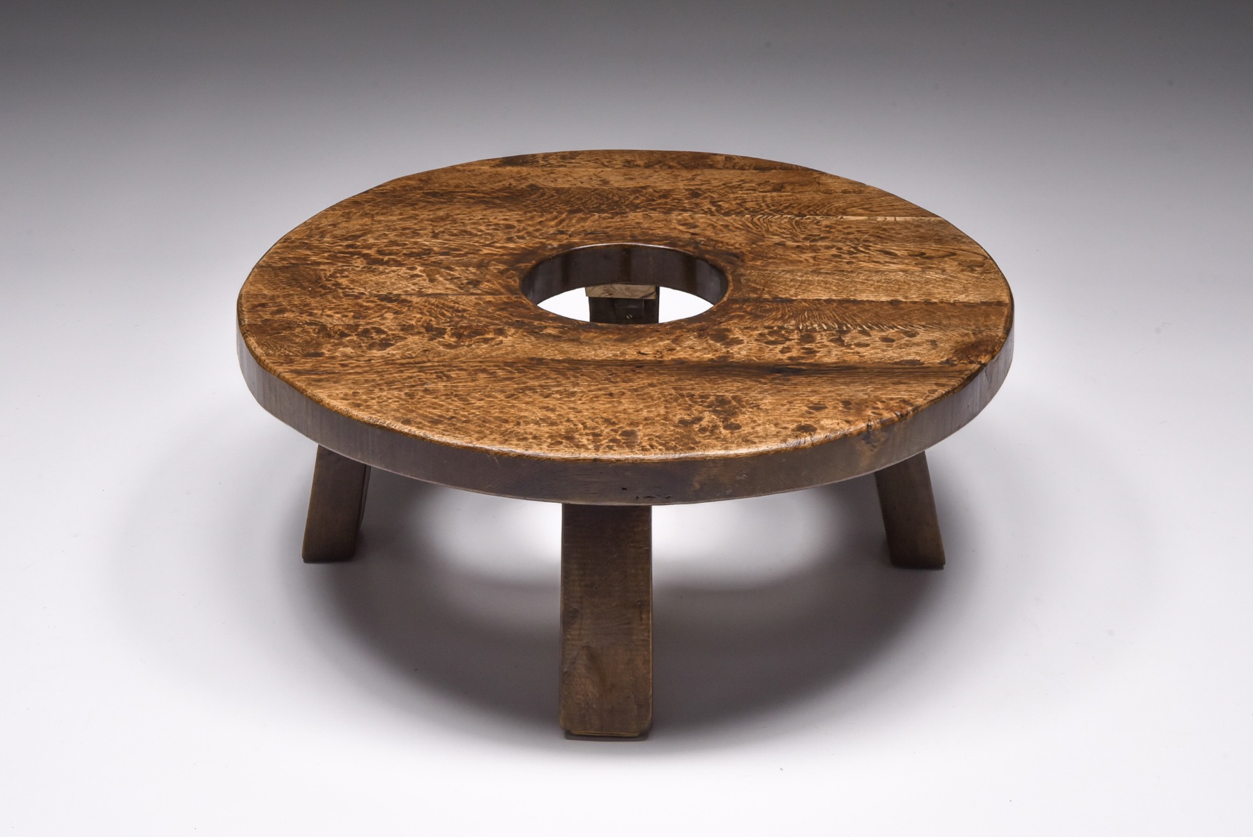Brutalist Round Coffee Table With Hole - 1950's