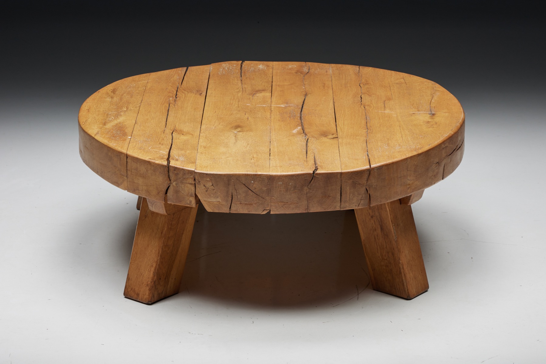 Round Rural Coffee Table - 1950s