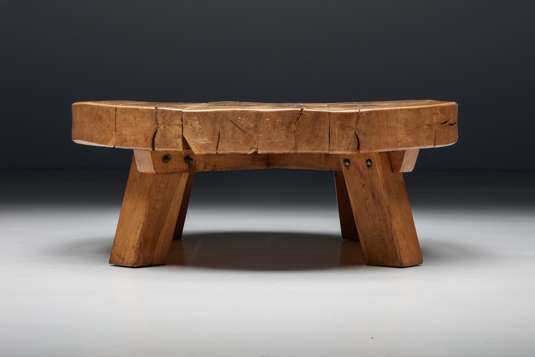 Round Rural Coffee Table - 1950s