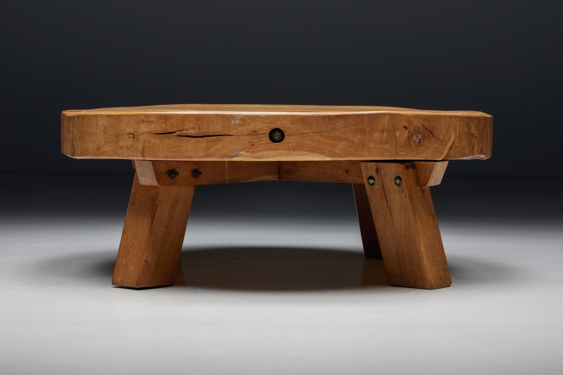 Round Rural Coffee Table - 1950s
