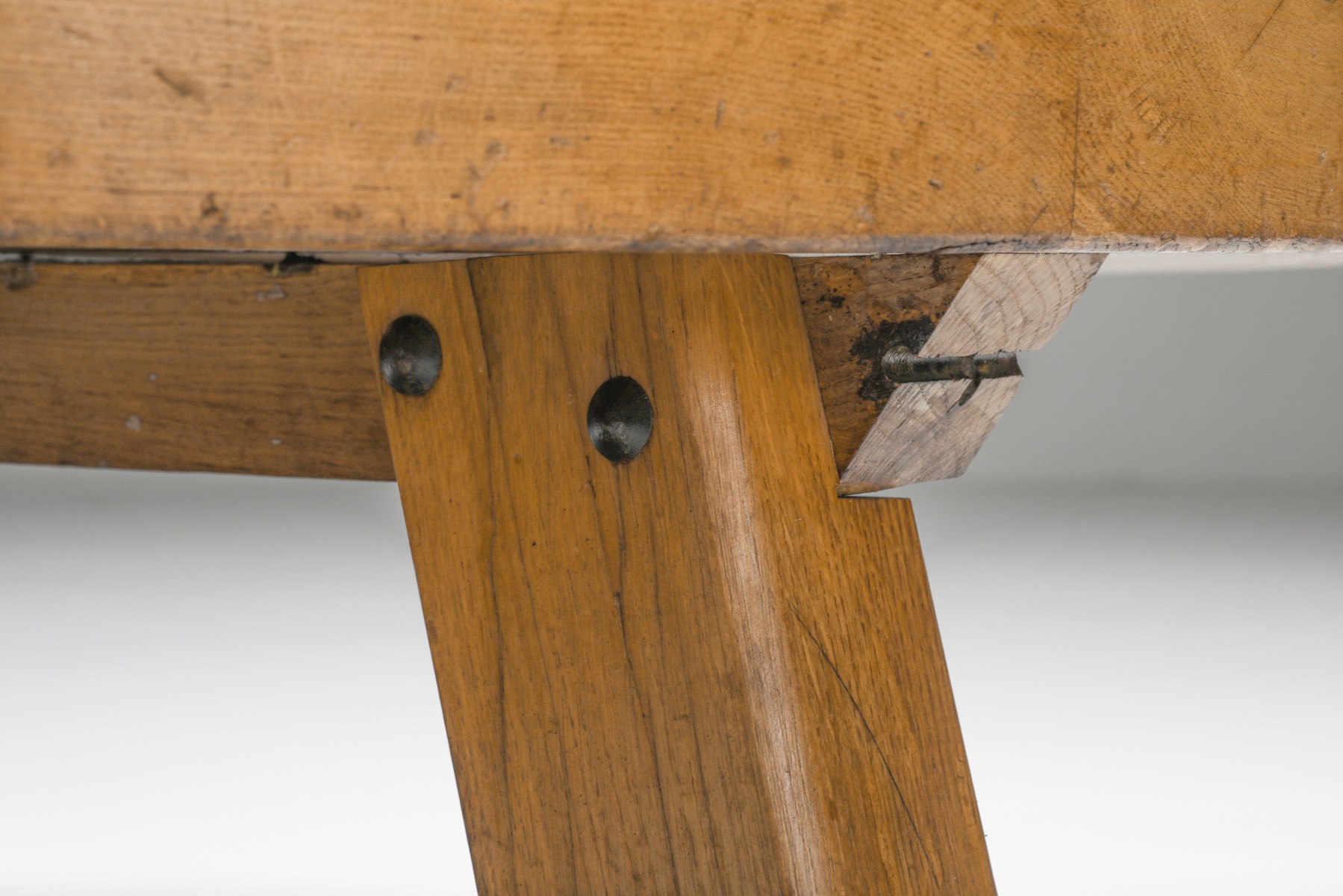 Round Rustic Wooden Coffee Table - 1950s