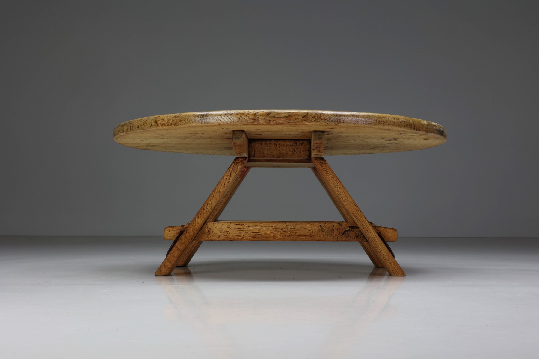 Round Rustic Coffee Table with Ring I - 1960's