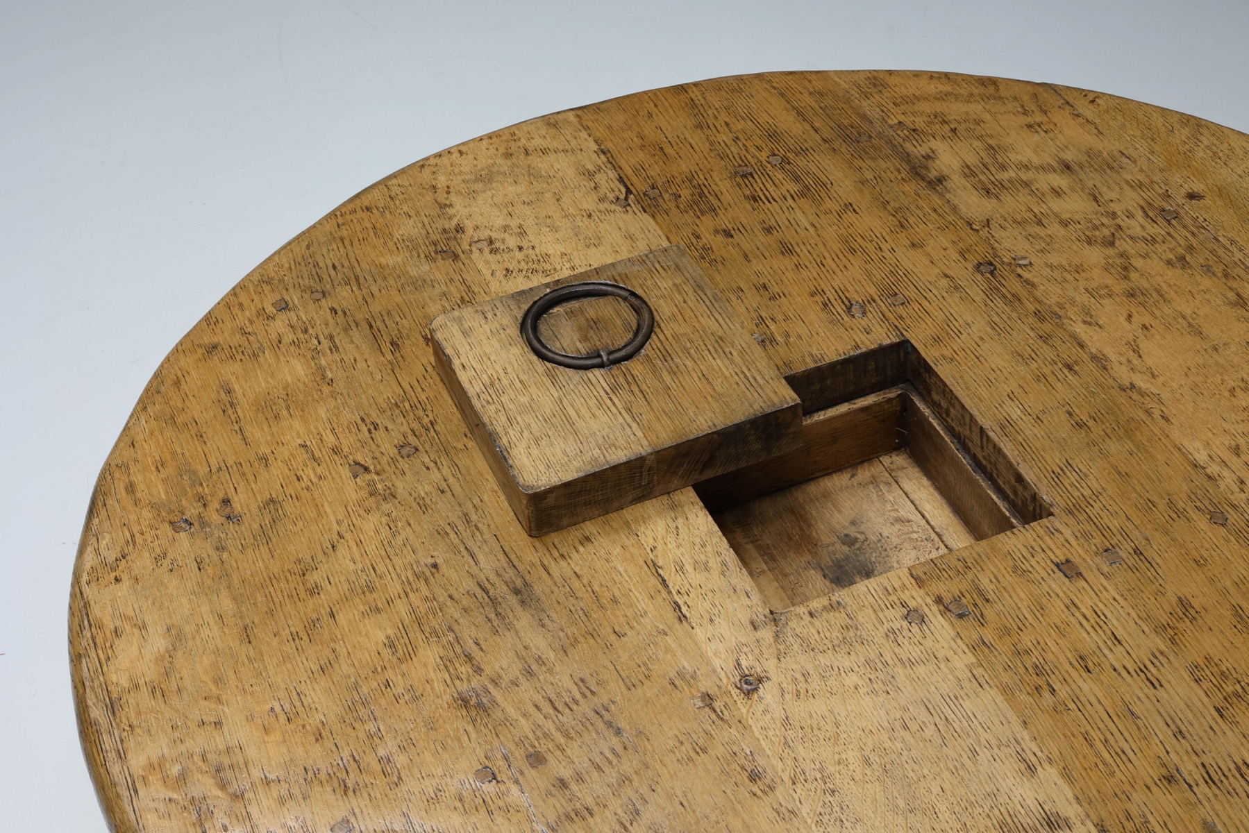 Round Rustic Coffee Table with Ring I - 1960's