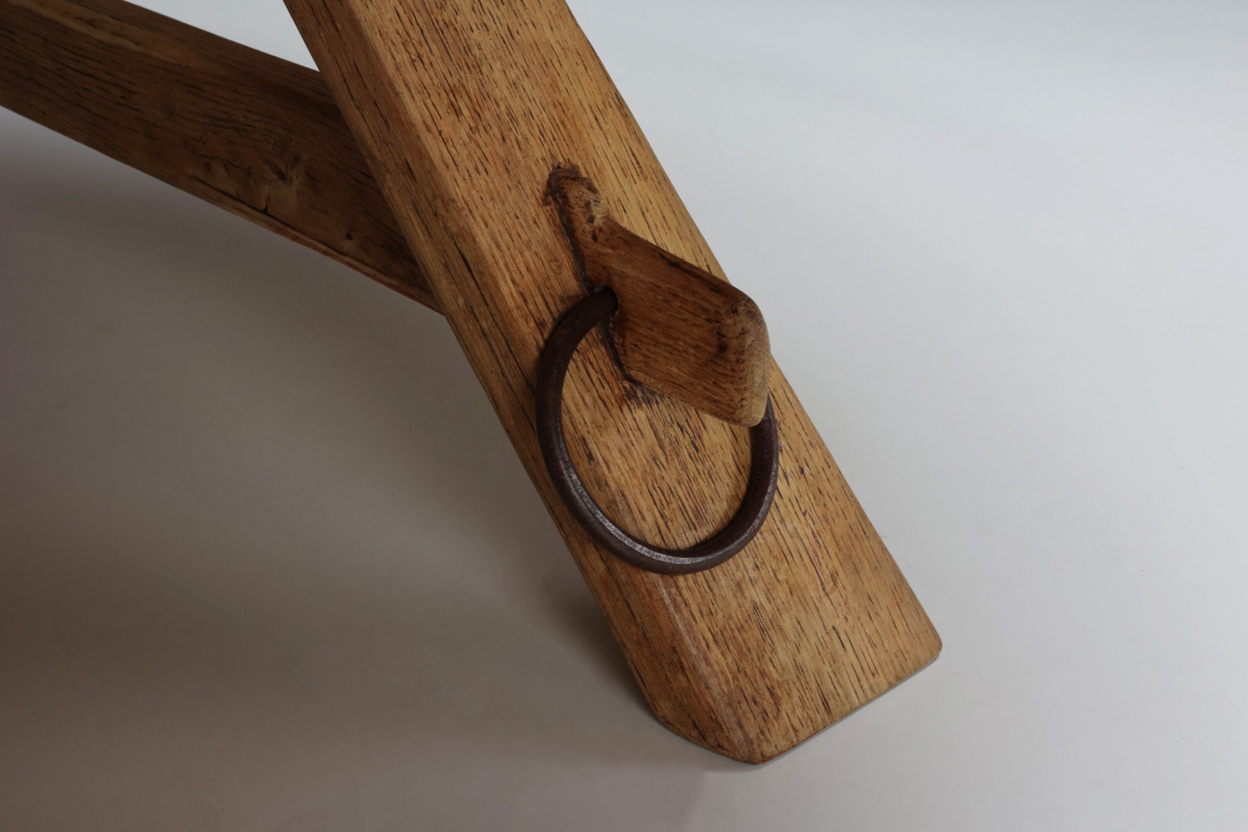 Round Rustic Coffee Table with Ring I - 1960's