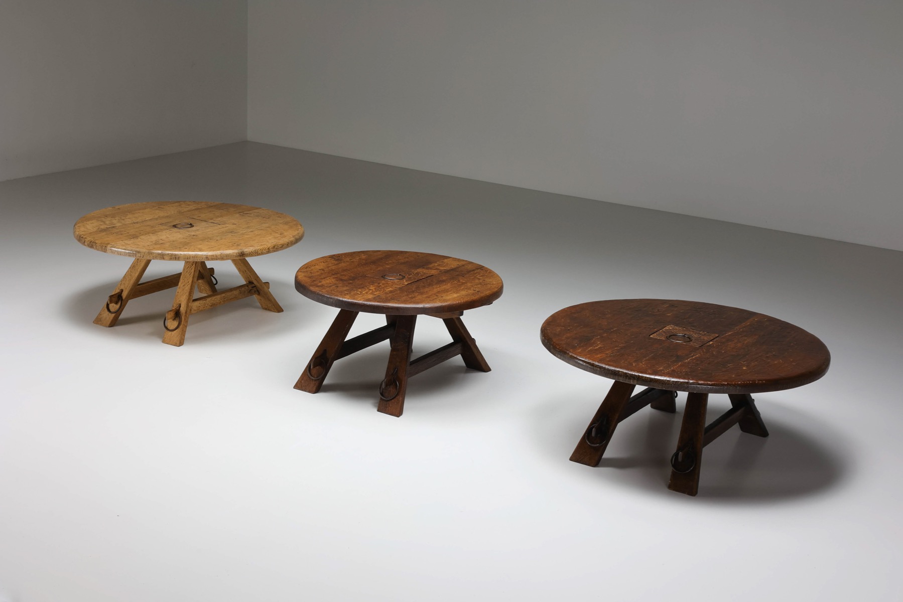 Round Rustic Coffee Table with Ring I - 1960's