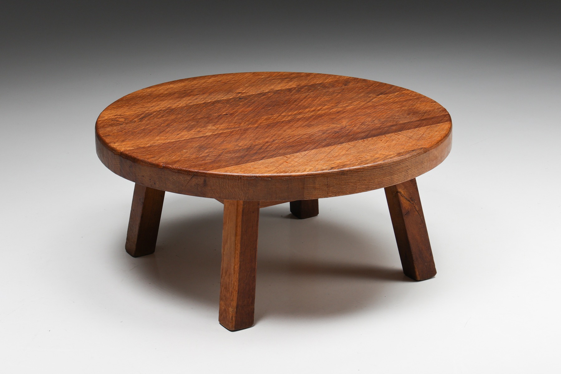 Round Rustic Wabi Sabi Coffee Table - 1950's