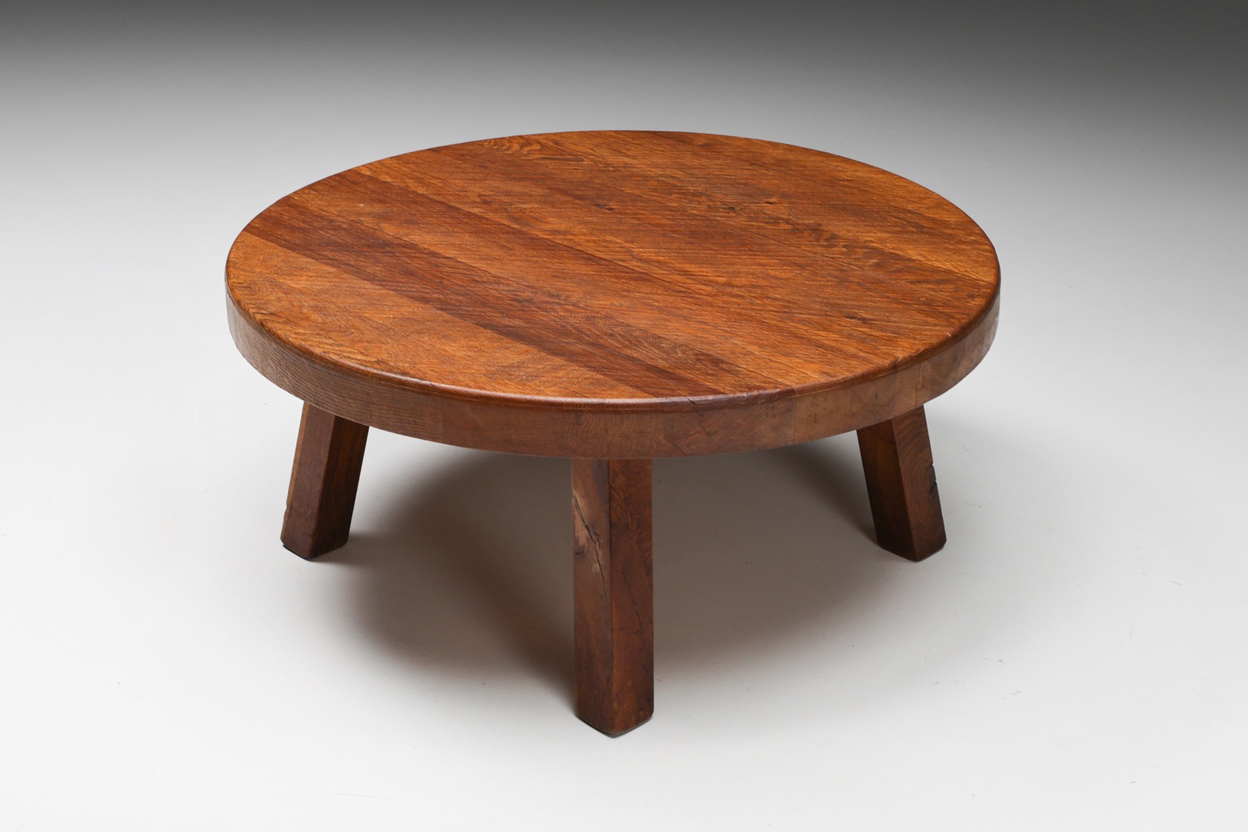 Round Rustic Wabi Sabi Coffee Table - 1950's